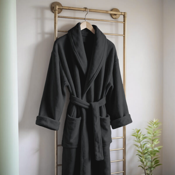 Coral fleece Badjas Zwart XL/XXL - Afbeelding 2