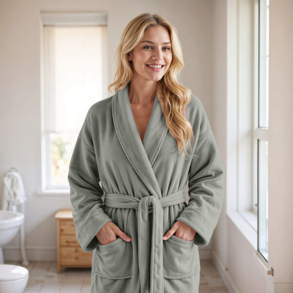 Coral fleece bathrobe Stone Pearl L/XL - Afbeelding 4