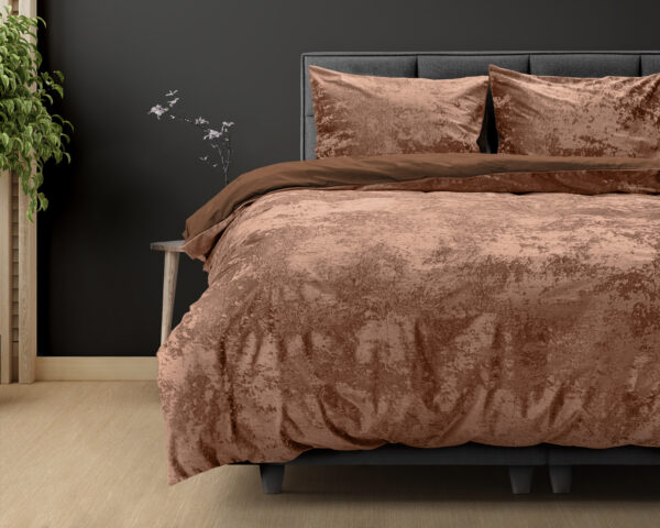 Crushed Velvet Katoen Wood Bruin 200 x 220 - Afbeelding 2