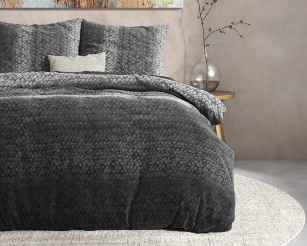 DH Flanel Gradient Knits Antraciet 200 x 220 - Afbeelding 3