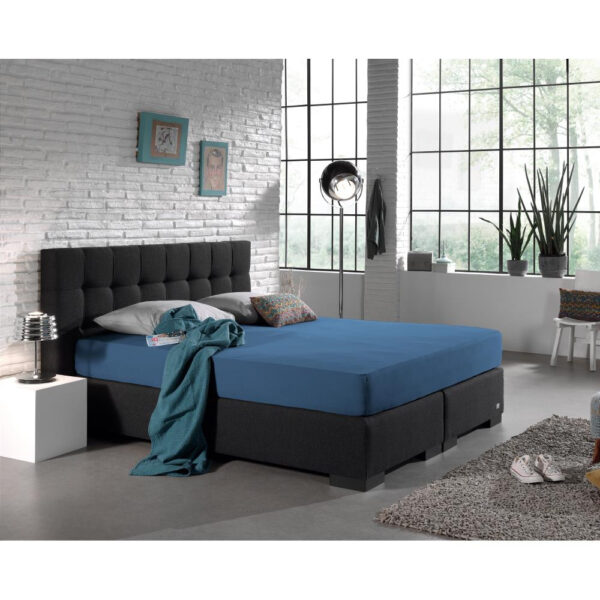 Dubbel Jersey 220 gr. Hoeslaken Blauw 190/200 x 220/230 - Afbeelding 2