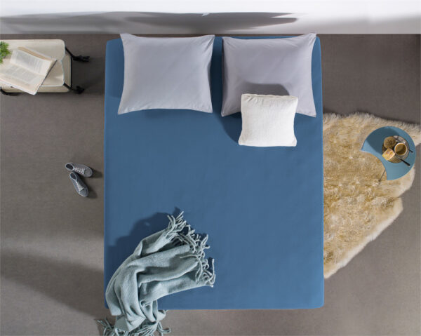 Dubbel Jersey 220 gr. Hoeslaken Blauw 80/100 x 220 - Afbeelding 2