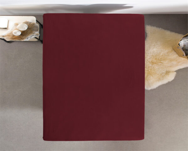 Dubbel Jersey 220 gr. Hoeslaken Bordeaux 160/180 x 200/220 - Afbeelding 3