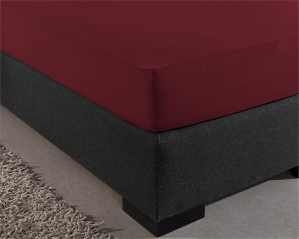 Dubbel Jersey 220 gr. Hoeslaken Bordeaux 160/180 x 200/220 - Afbeelding 4