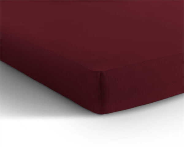 Dubbel Jersey 220 gr. Hoeslaken Bordeaux 160/180 x 200/220 - Afbeelding 5