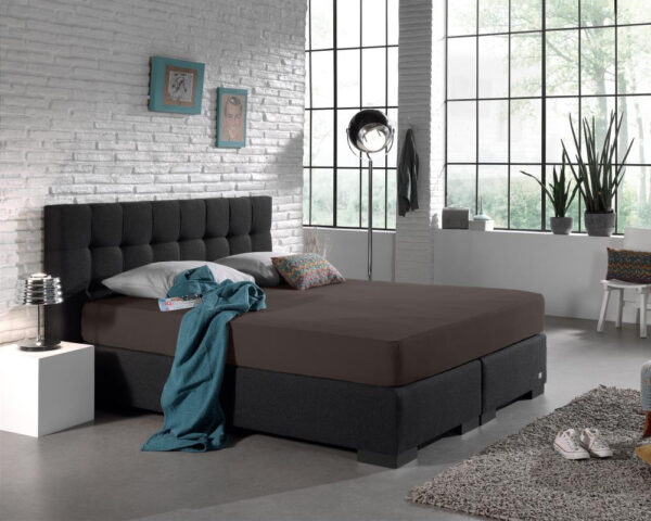 Dubbel Jersey 220 gr. Hoeslaken Deep Taupe 140 x 200/220 - Afbeelding 2