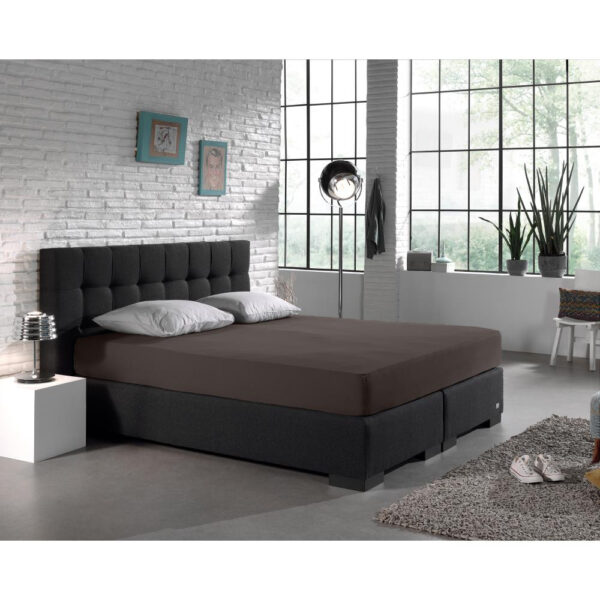 Dubbel Jersey 220 gr. Hoeslaken Deep Taupe 140 x 200/220 - Afbeelding 4