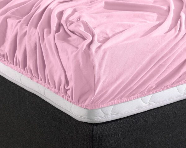 Dubbel Jersey 220 gr. Hoeslaken Roze 160/180 x 200/220 - Afbeelding 5