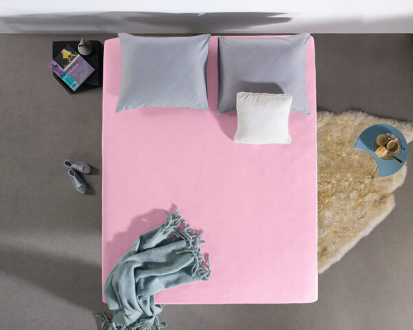 Dubbel Jersey 220 gr. Hoeslaken Roze 190/200 x 220/230 - Afbeelding 4