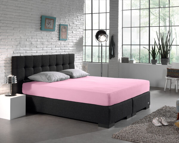 Dubbel Jersey 220 gr. Hoeslaken Roze 80/100 x 220 - Afbeelding 2