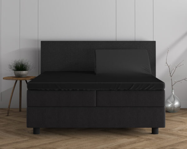 Dubbel Jersey 220 gr. Splittopper Hoeslaken Zwart 180 x 200/220 - Afbeelding 2