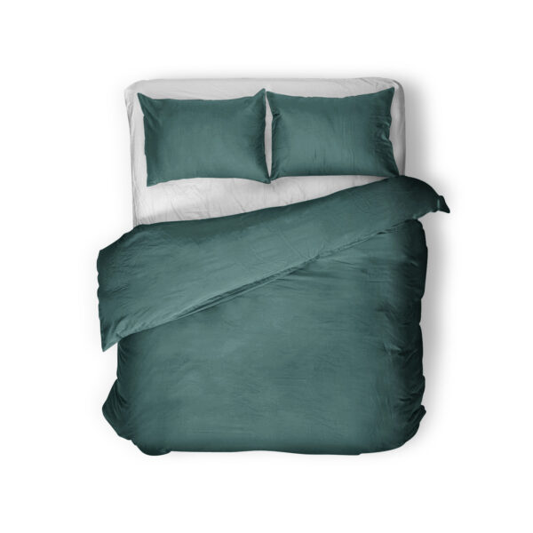 Egyptisch Katoen Uni Dekbedovertrek Donker Groen 135 x 200 - Afbeelding 2