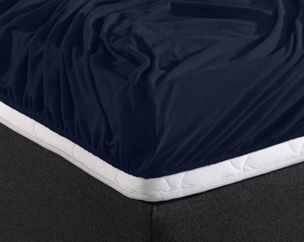 Enkel Jersey 135 gr. Hoeslaken Indigo Blauw 140 x 200 - Afbeelding 3
