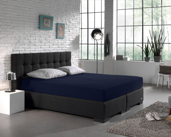 Enkel Jersey 135 gr. Hoeslaken Indigo Blauw 80/100 x 200 - Afbeelding 4