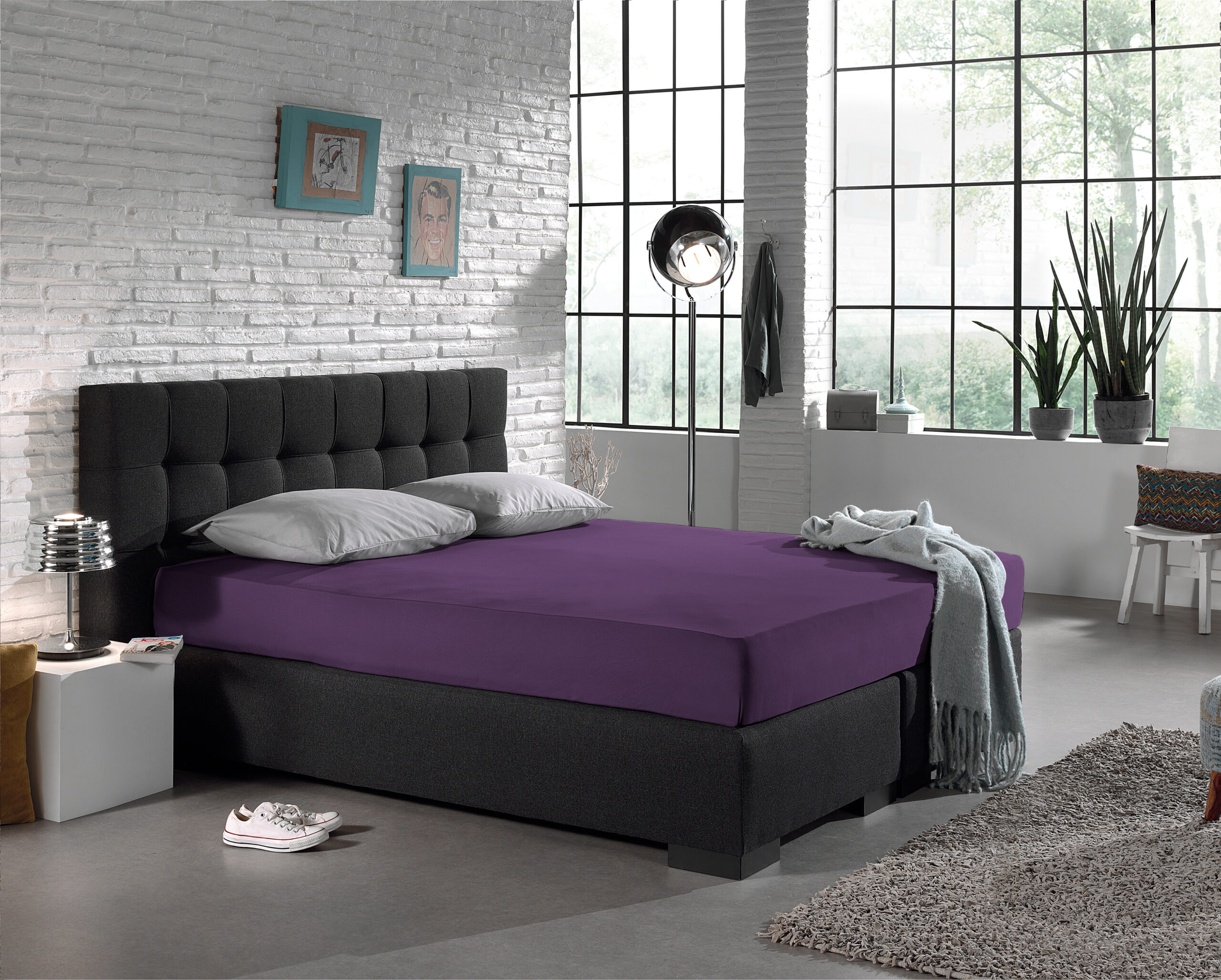 Enkel Jersey 135 gr. Hoeslaken Paars 160/180 x 200