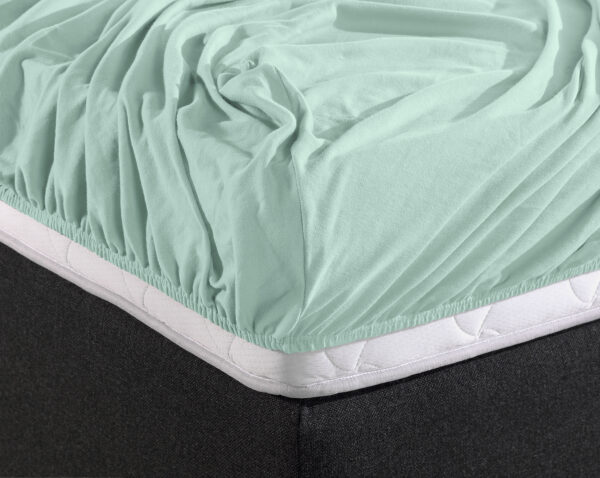 Enkel Jersey 135 gr. Hoeslaken Pastel Blauw 190/200 x 200/220 - Afbeelding 3