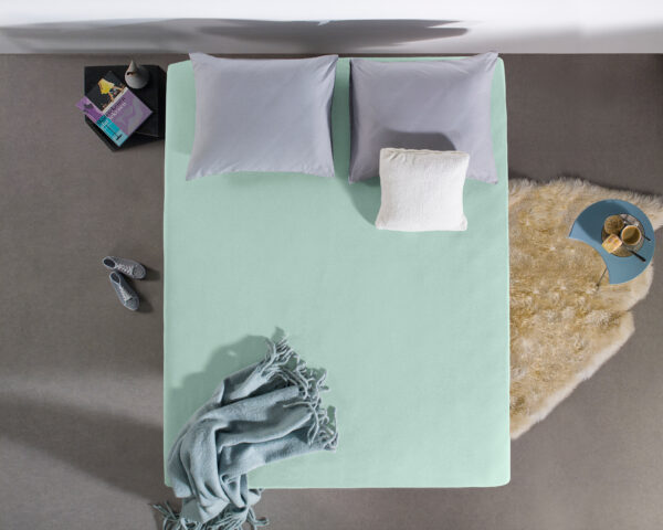 Enkel Jersey 135 gr. Hoeslaken Pastel Blauw 190/200 x 200/220 - Afbeelding 5