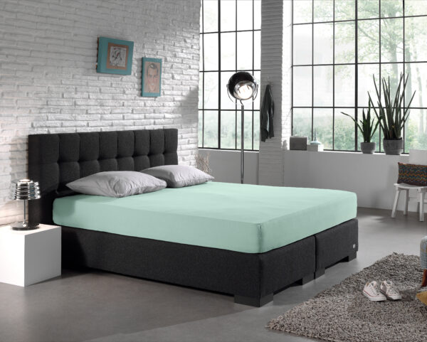 Enkel Jersey 135 gr. Hoeslaken Pastel Blauw 80/100 x 200 - Afbeelding 4