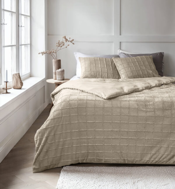 Faux Fur Check Beige 140x200/220 - Afbeelding 2