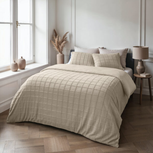 Faux Fur Check Beige 140x200/220 - Afbeelding 3