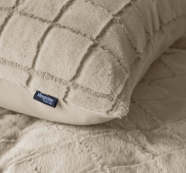 Faux Fur Check Beige 200x200/220 - Afbeelding 4