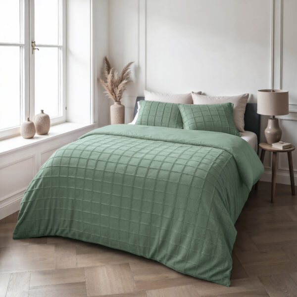 Faux Fur Check Donker Groen 200x200/220 - Afbeelding 3