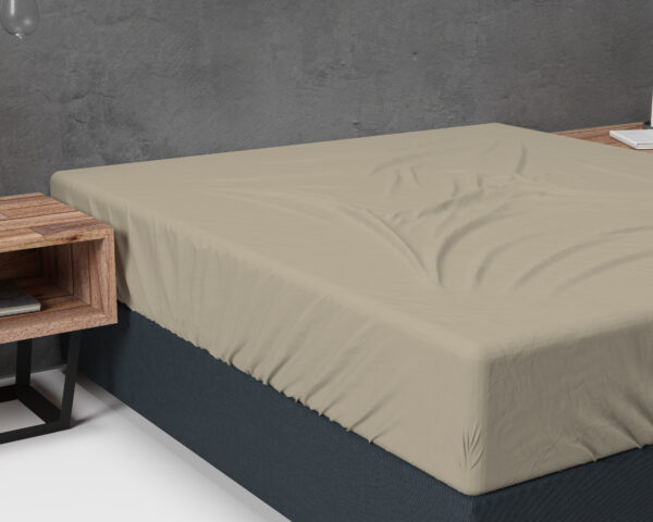 Flanel Basic Hoeslaken Taupe 90 x 200 - Afbeelding 3