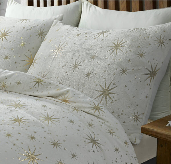 Glamour Flanel Stars Foil Creme 140 x 200/220 - Afbeelding 3