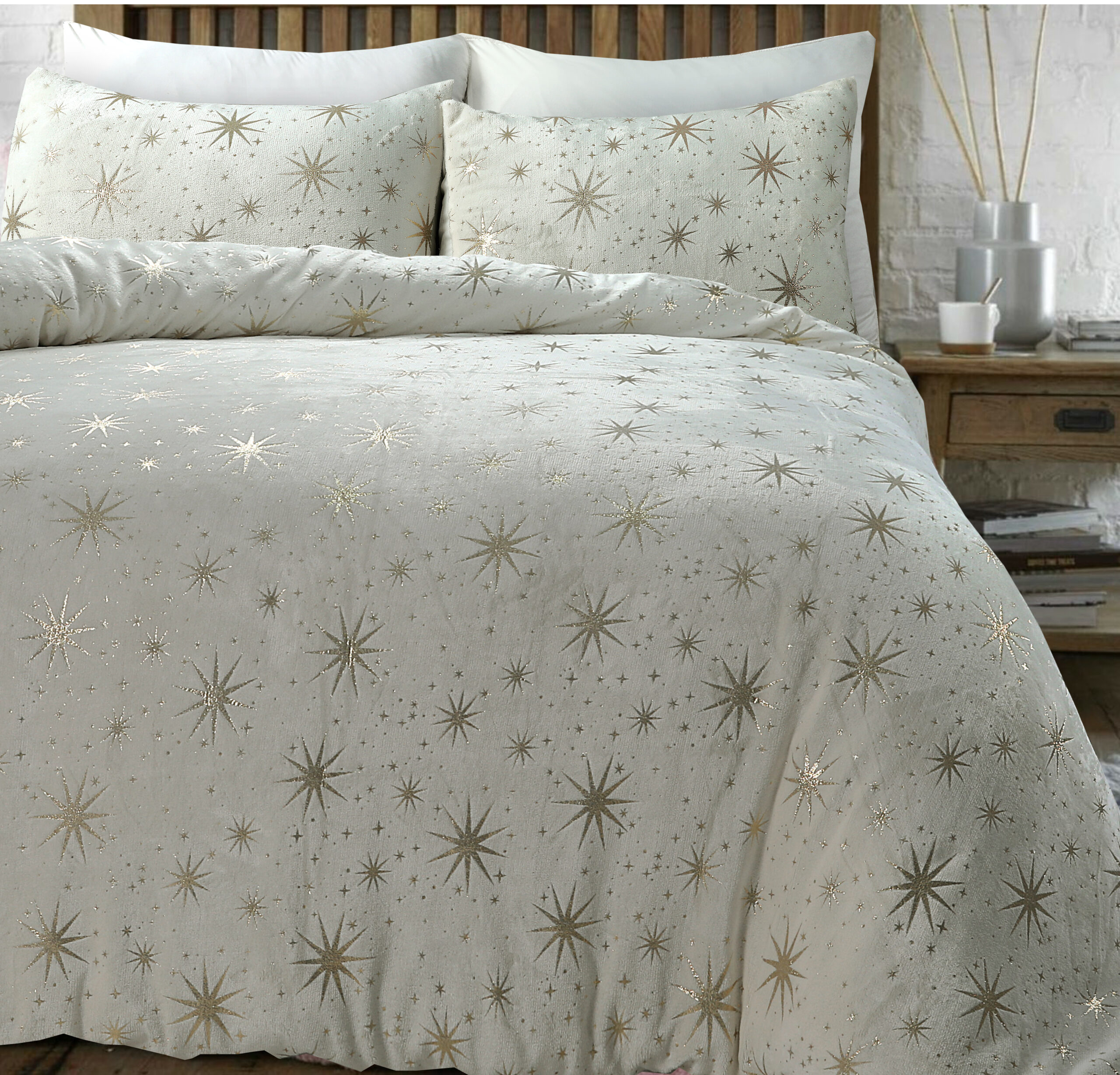 Glamour Flanel Stars Foil Creme 140 x 200/220
