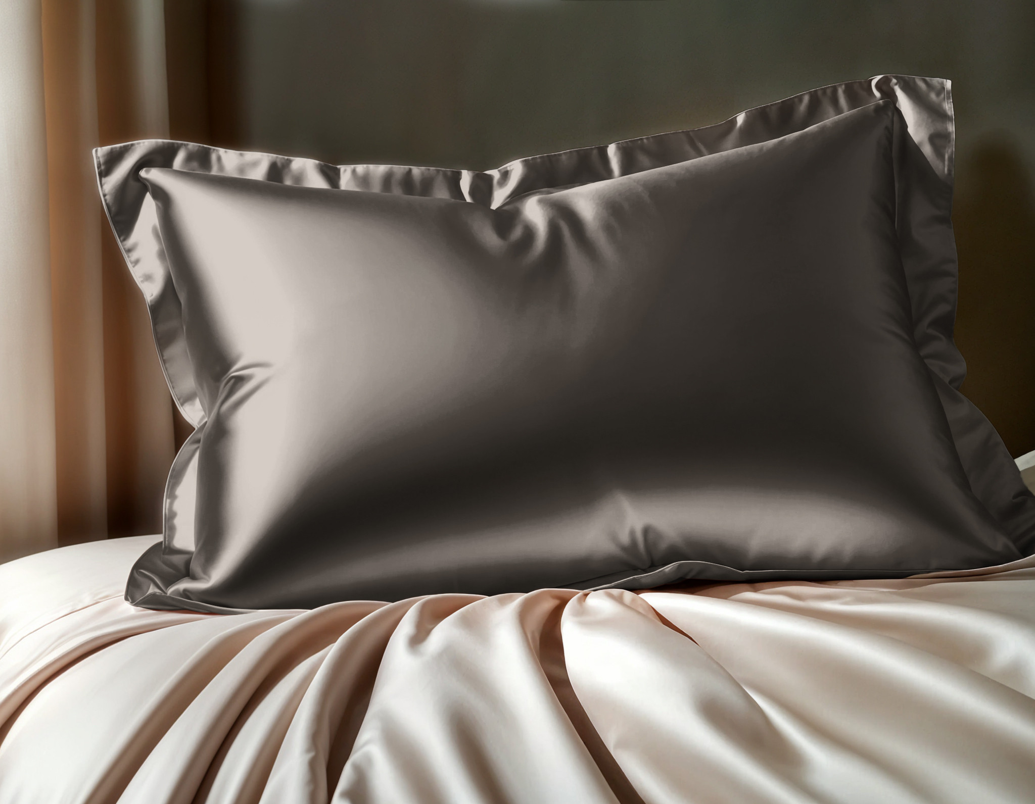 Glossy Antraciet Kussensloop 60 x 70