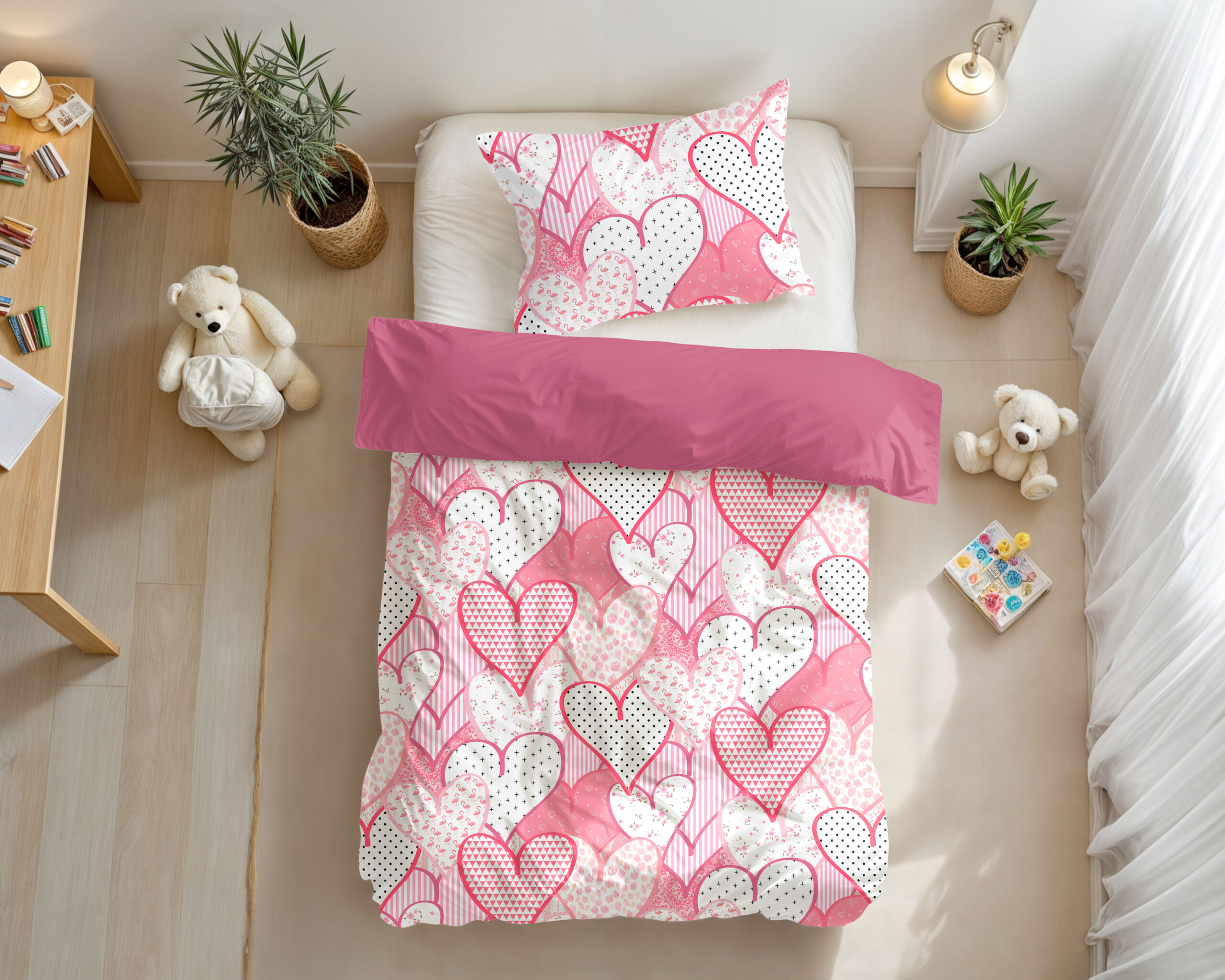 Hearts love Roze 140 x 200/220 - Afbeelding 3