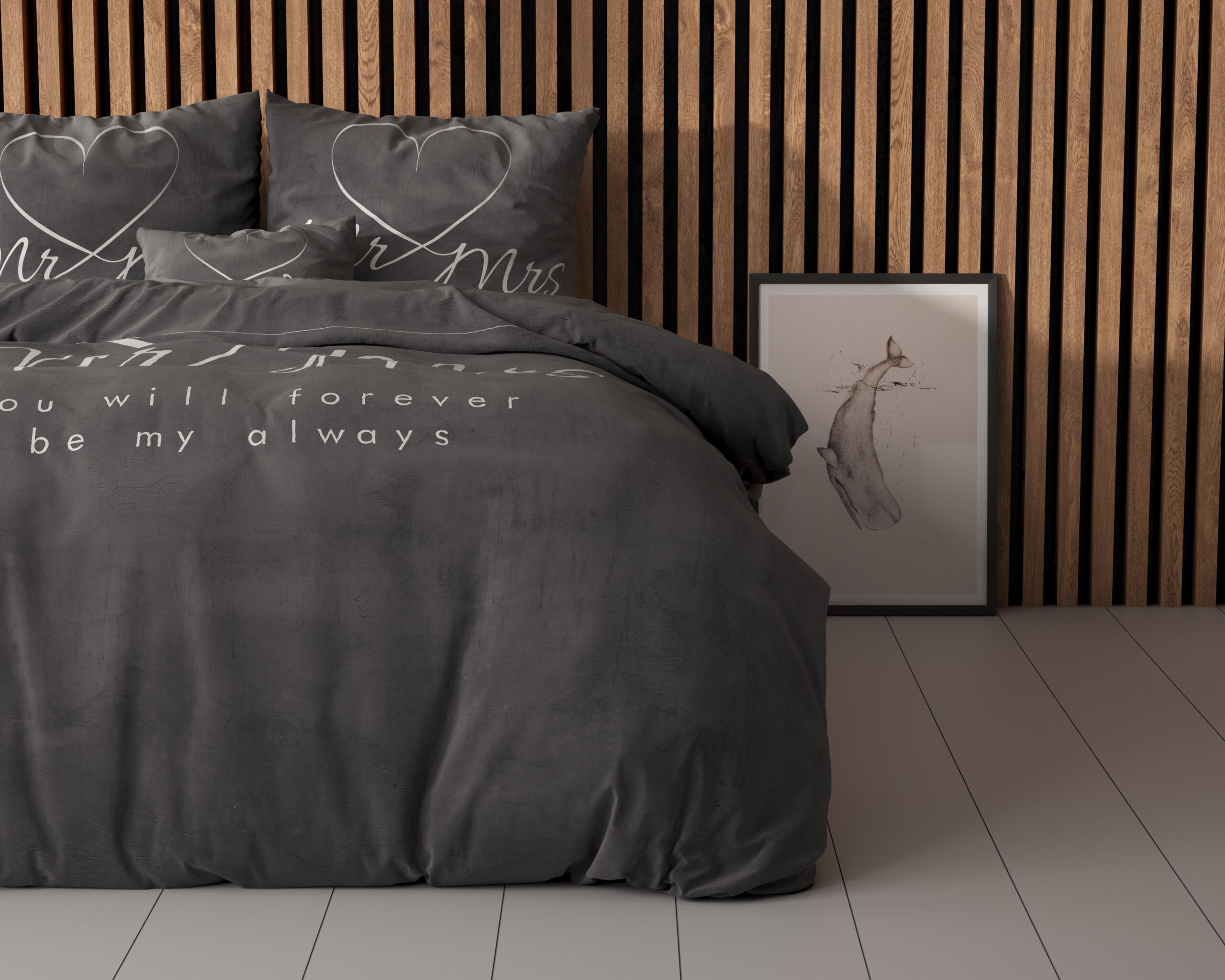 Mr and Mrs Heart Antraciet 140 x 200/220 - Afbeelding 3
