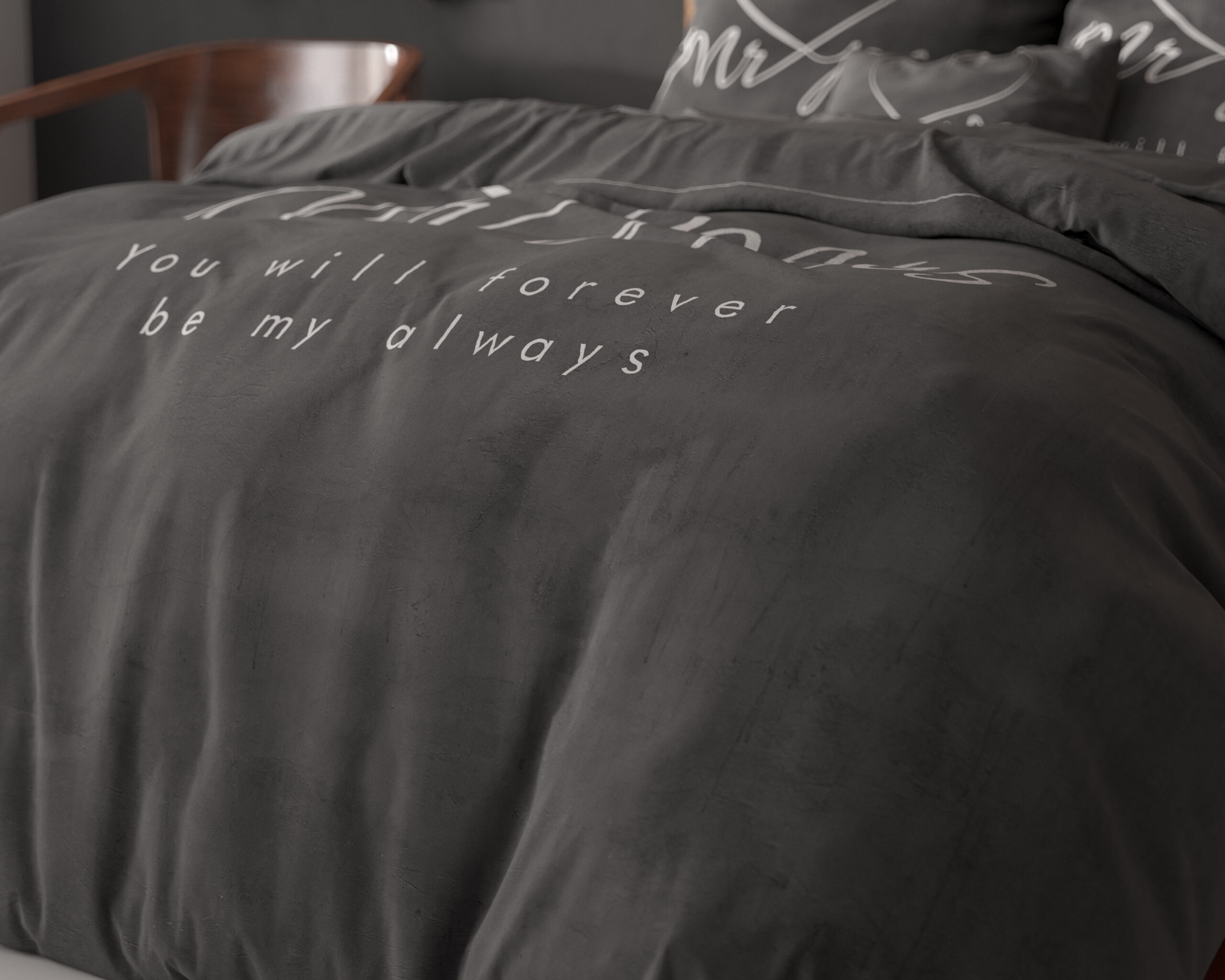 Mr and Mrs Heart Antraciet 140 x 200/220 - Afbeelding 5