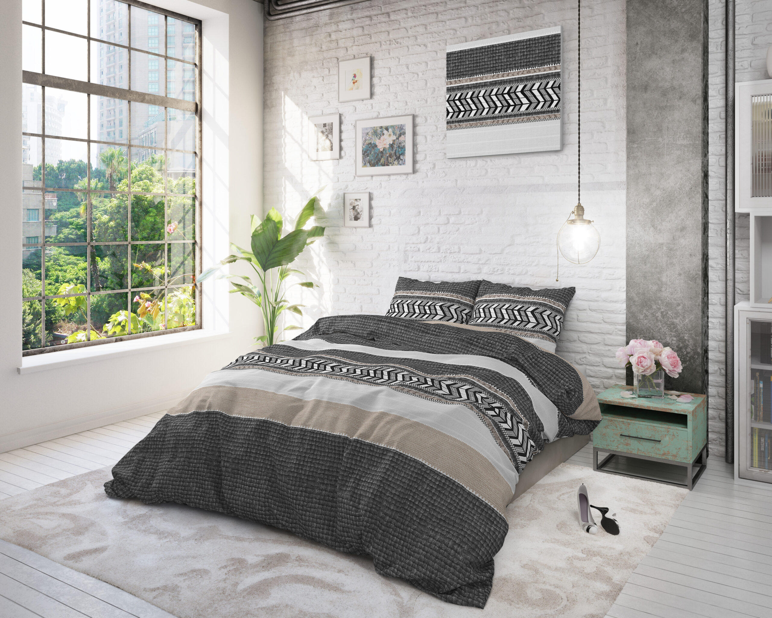 Northern Stripe Grijs 140 x 200/220 - Afbeelding 2