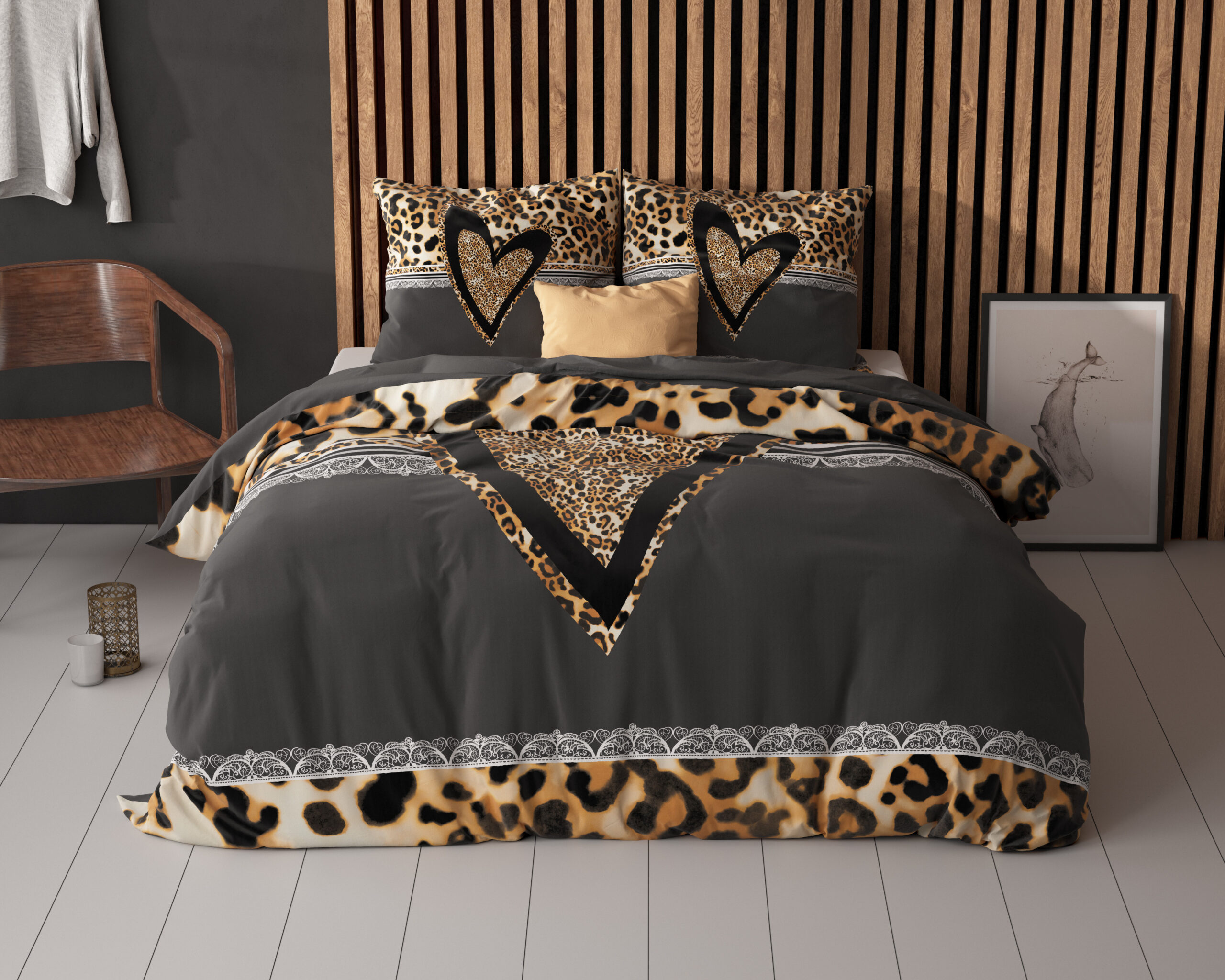 Panther Love Heart Bruin 135 x 200/220 - Afbeelding 2