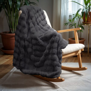Pom Rabbit Fur plaid Antraciet 150 x 200