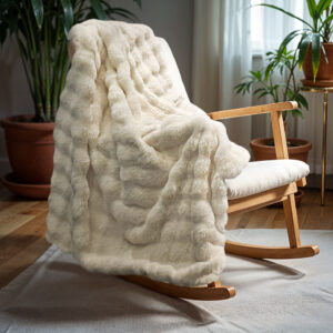 Pom Rabbit Fur plaid Beige 150 x 200