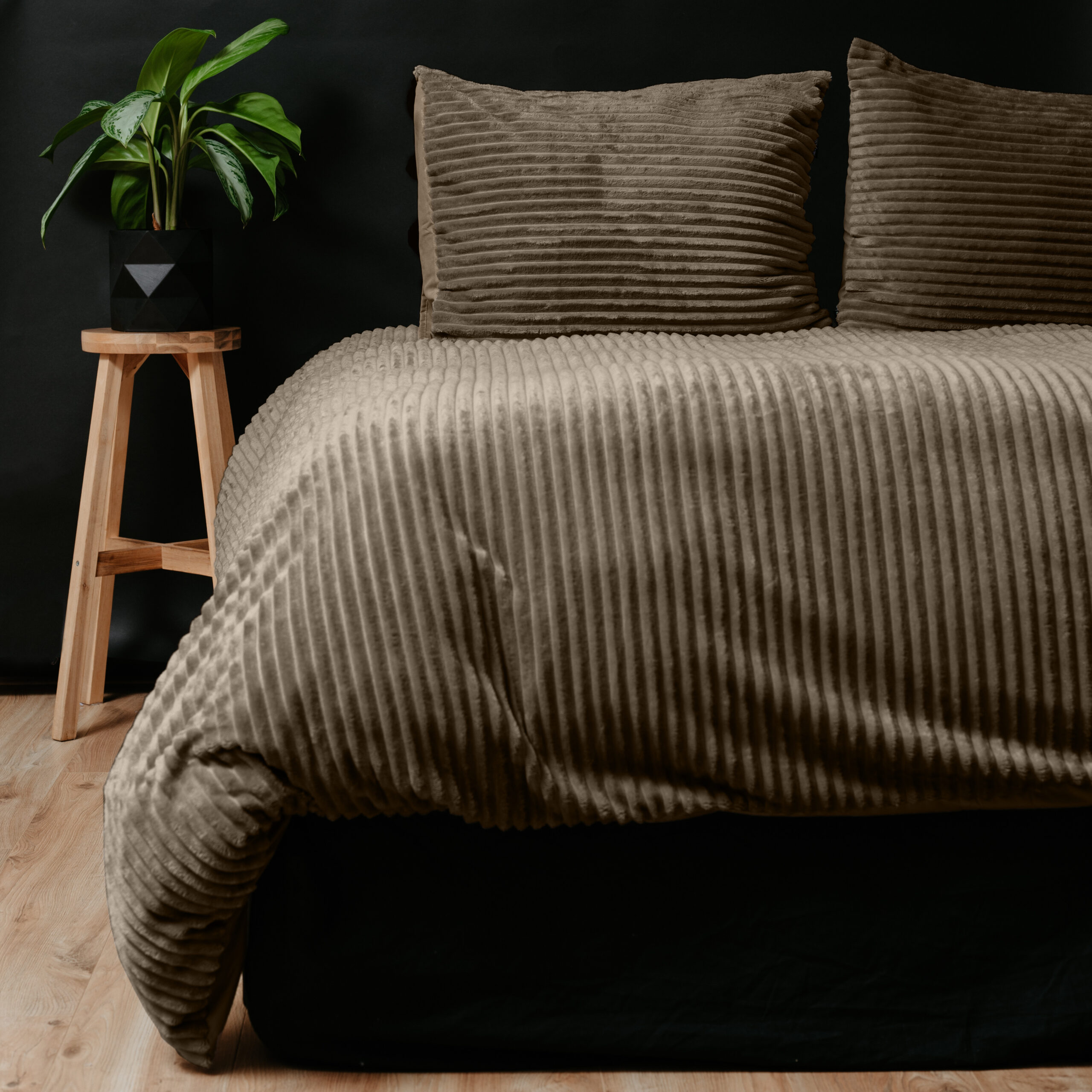 Rib Teddy Taupe 200 x 200/220 - Afbeelding 2