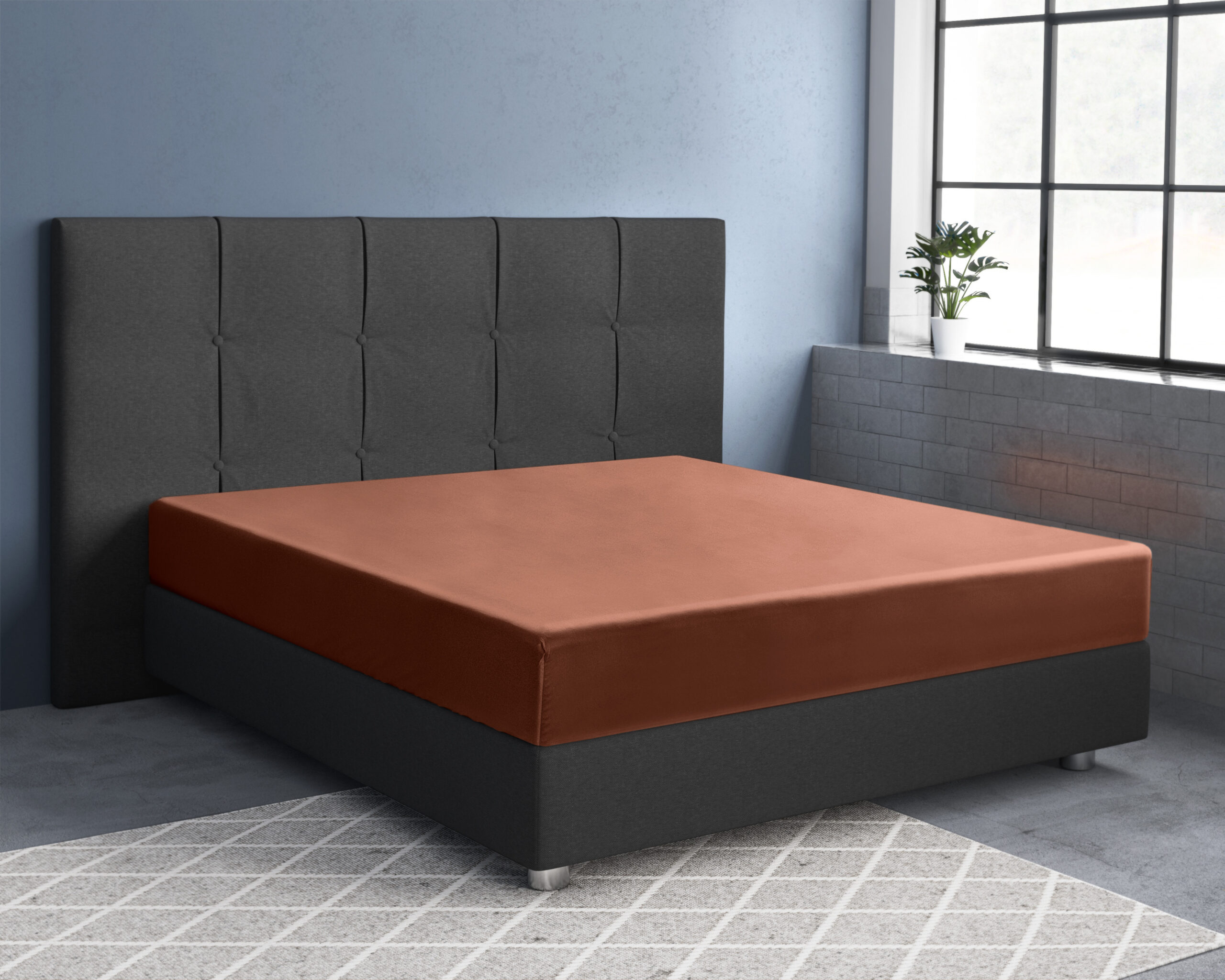 Satijnen Hoeslaken Bruin 180 x 210 - Afbeelding 2