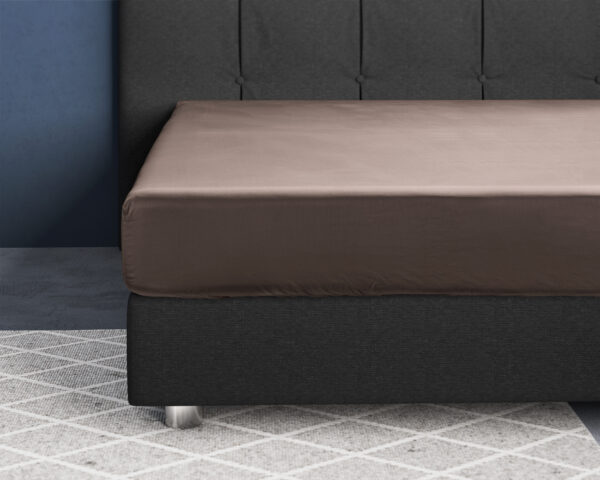 Satijnen Hoeslaken Taupe 80 x 200 - Afbeelding 2