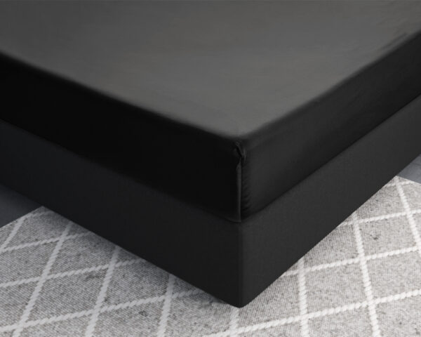 Satijnen Hoeslaken Zwart 90 x 220 - Afbeelding 3