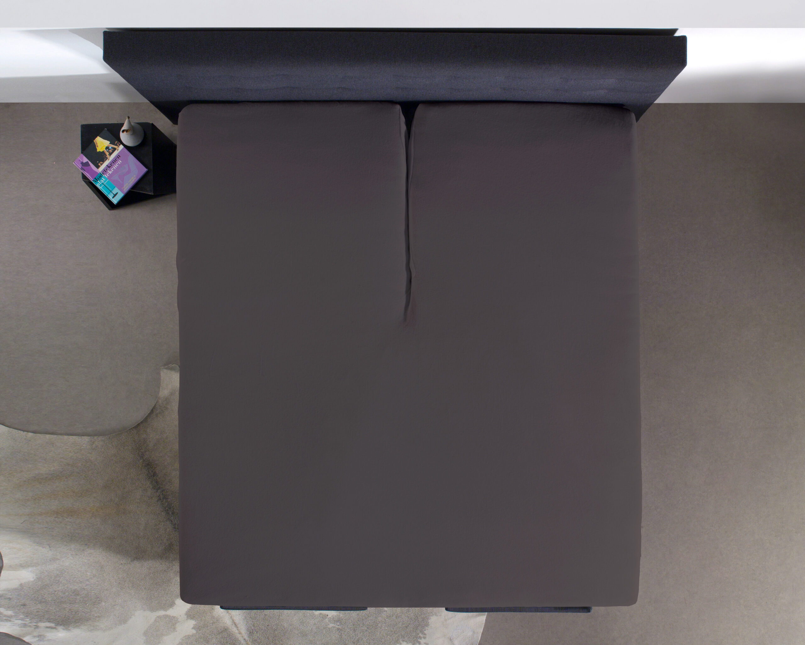 Splittopper Katoen Hoeslaken Antraciet 180 x 200 - Afbeelding 3