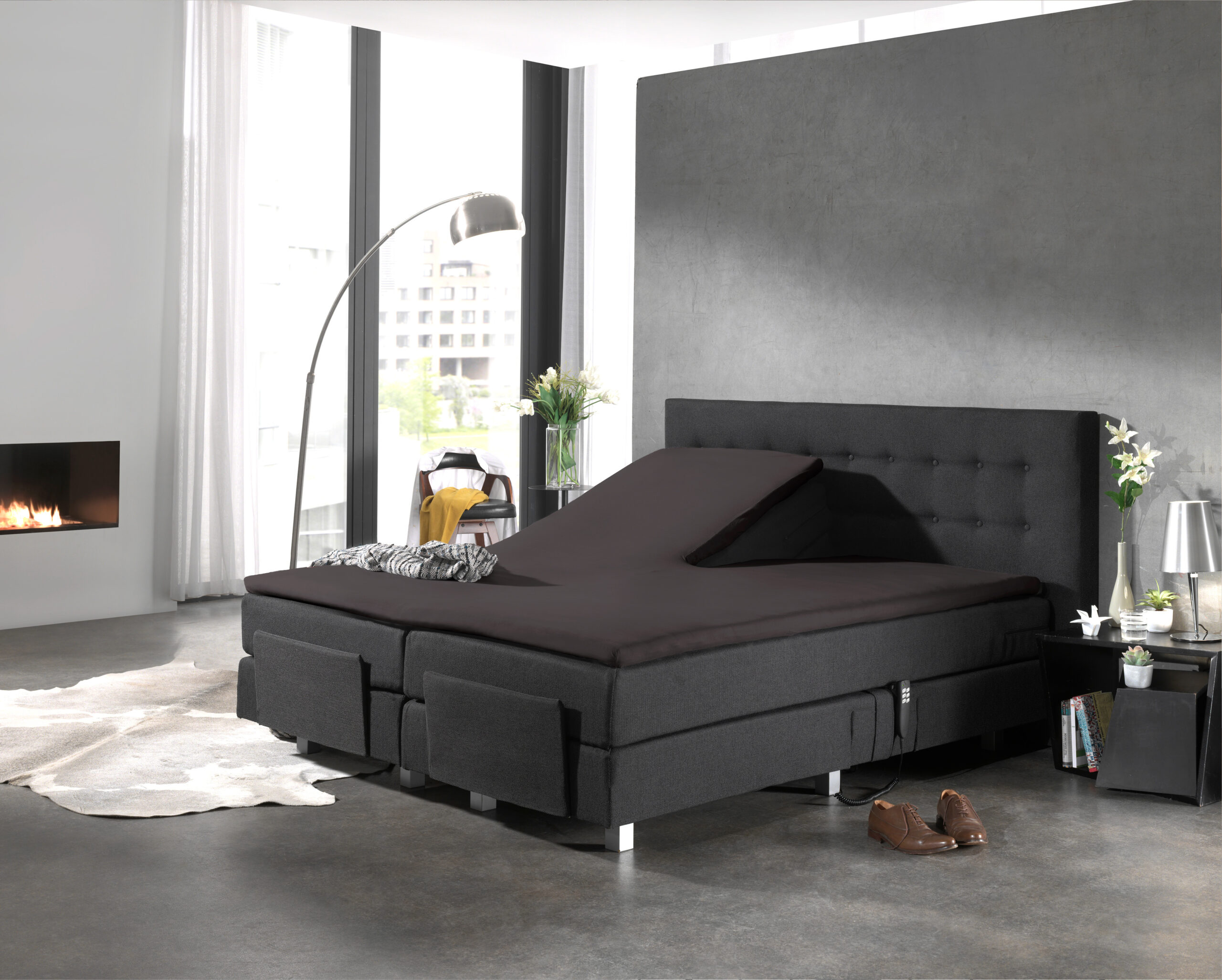 Splittopper Katoen Hoeslaken Antraciet 180 x 210 - Afbeelding 2