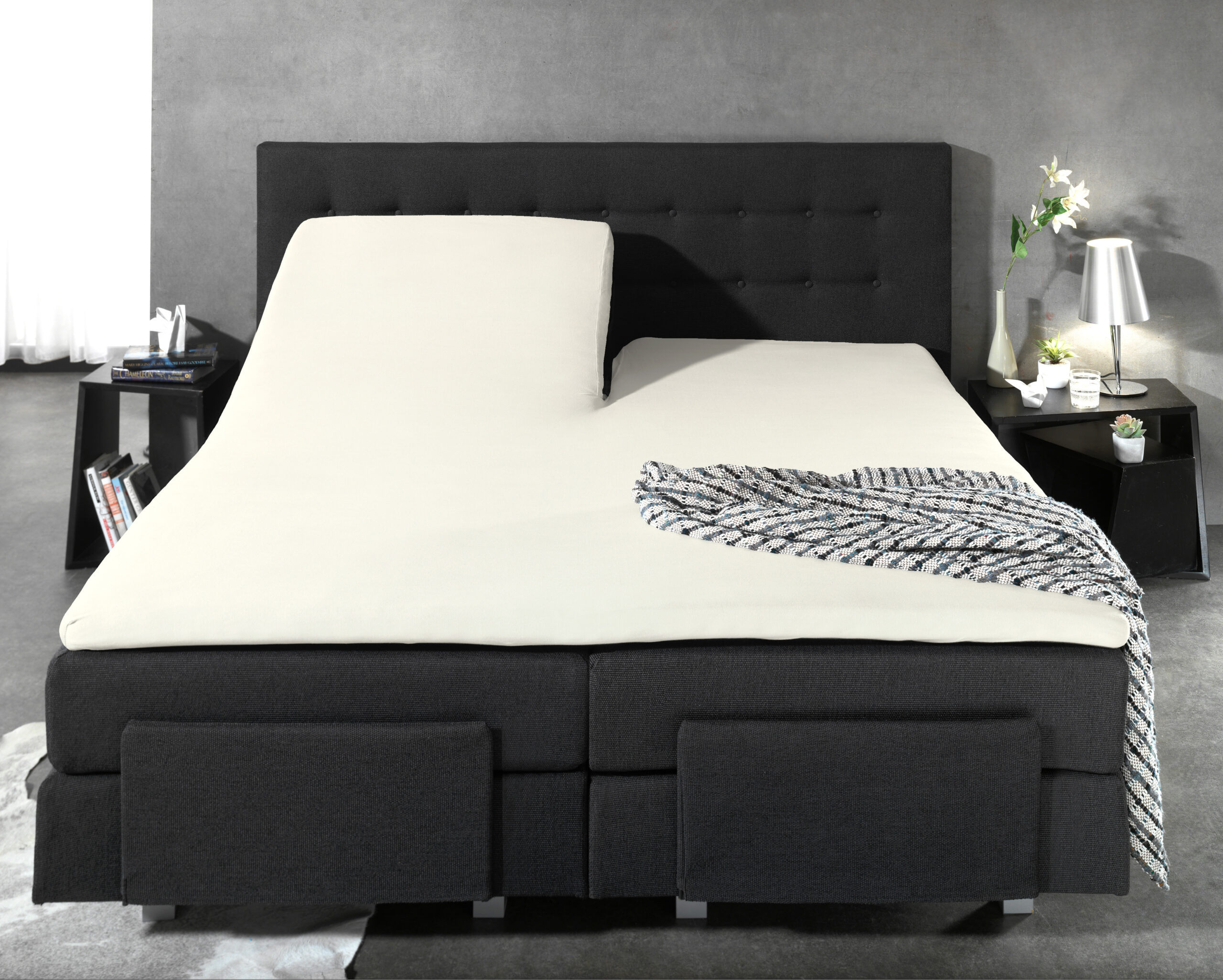 Splittopper Katoen Hoeslaken Creme 160 x 200 - Afbeelding 4