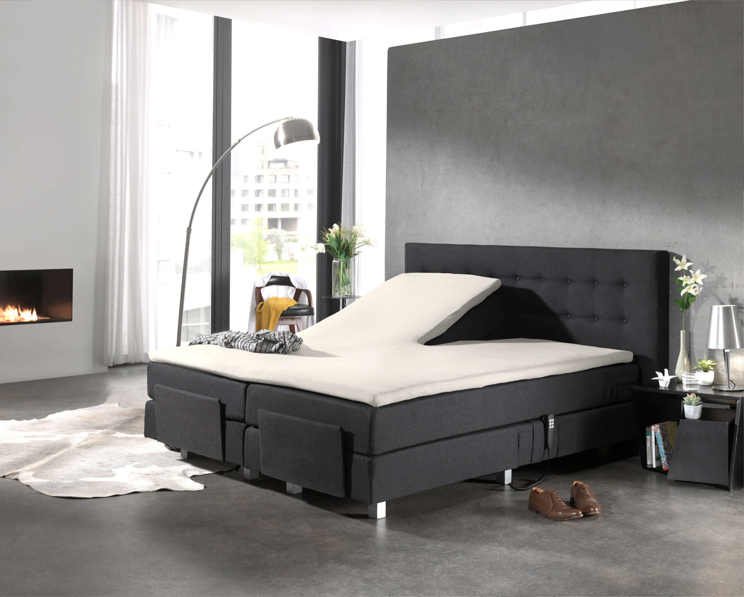 Splittopper Katoen Hoeslaken Creme 180 x 200