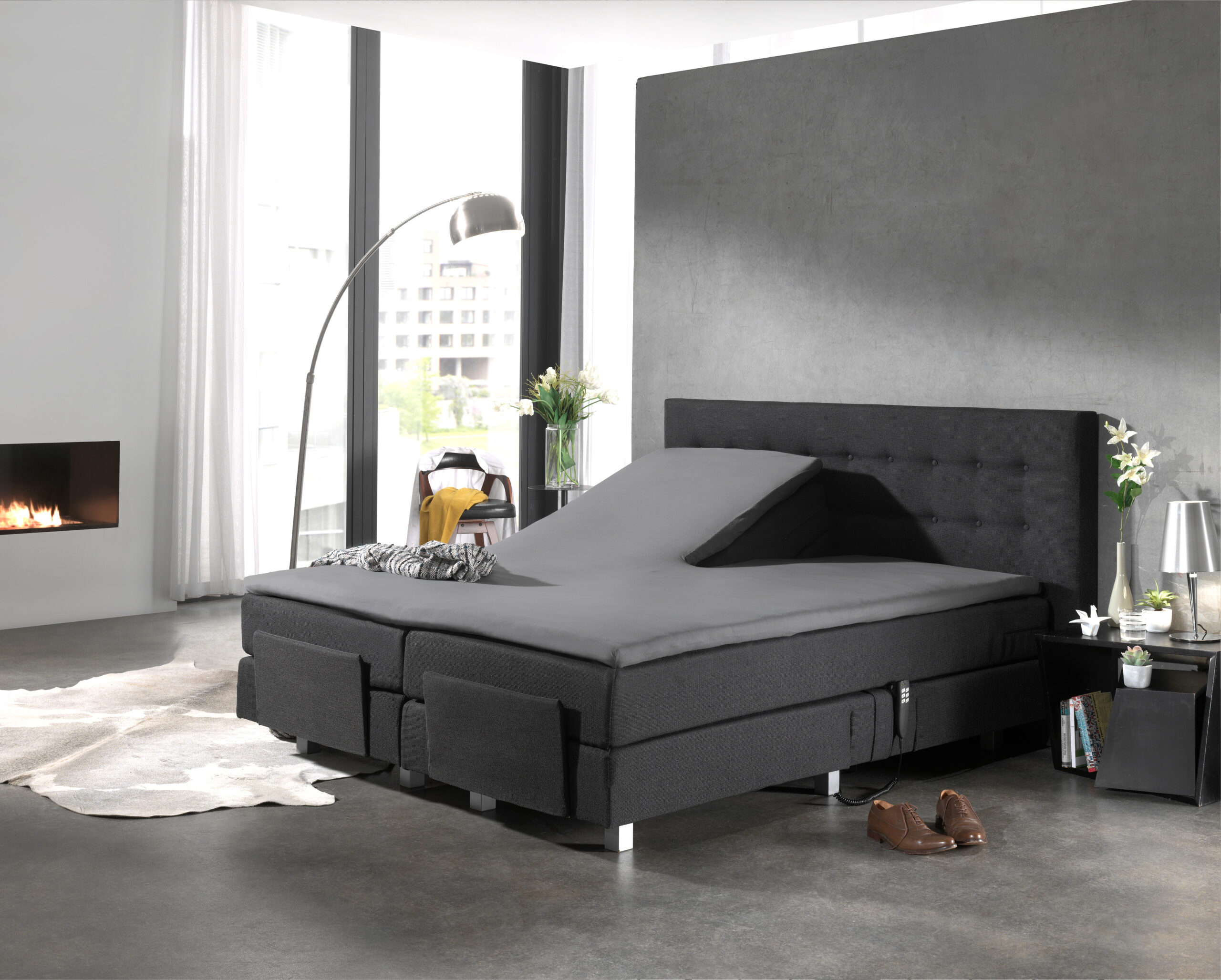 Splittopper Katoen Hoeslaken Grijs 160 x 210