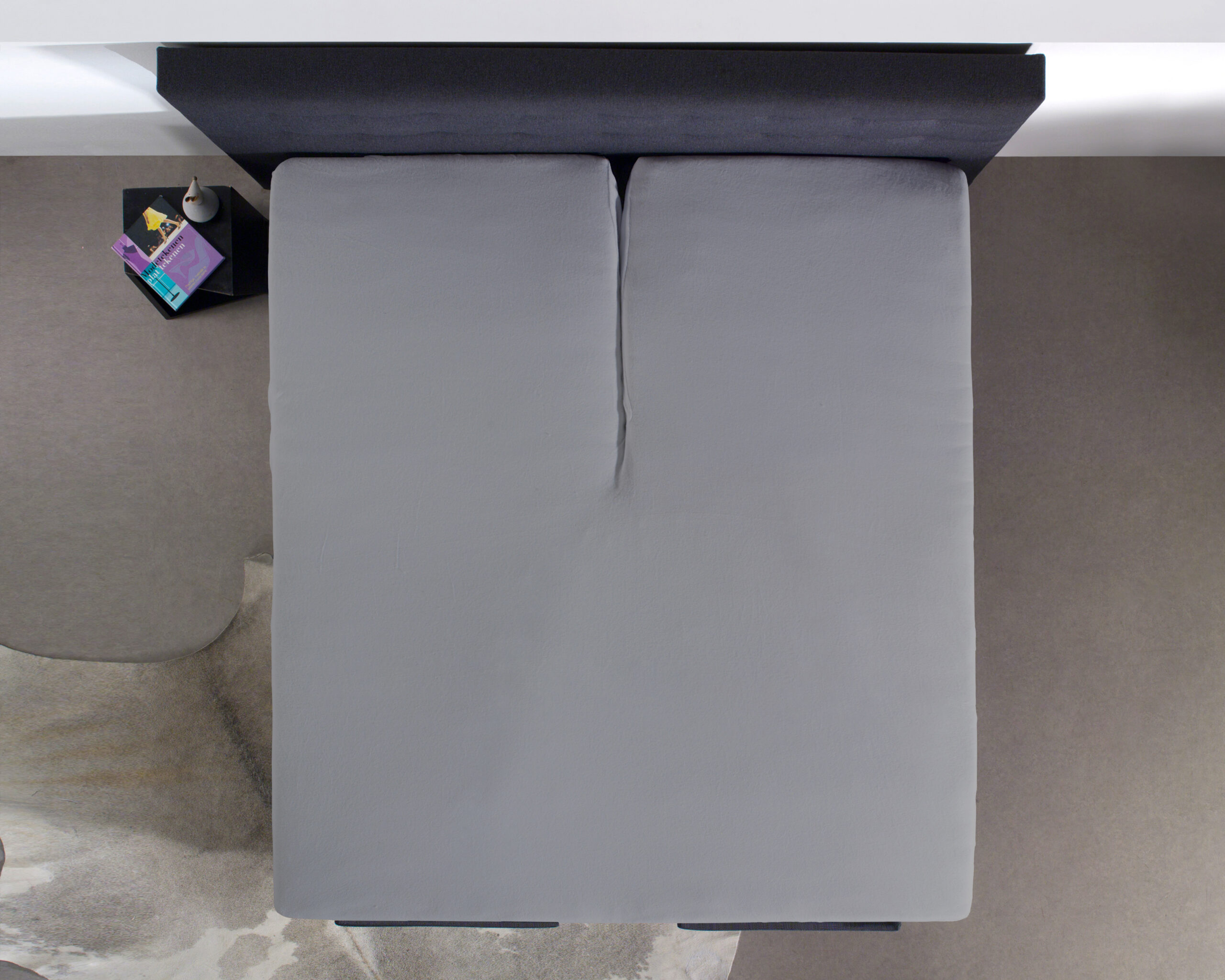 Splittopper Katoen Hoeslaken Grijs 180 x 210 - Afbeelding 3