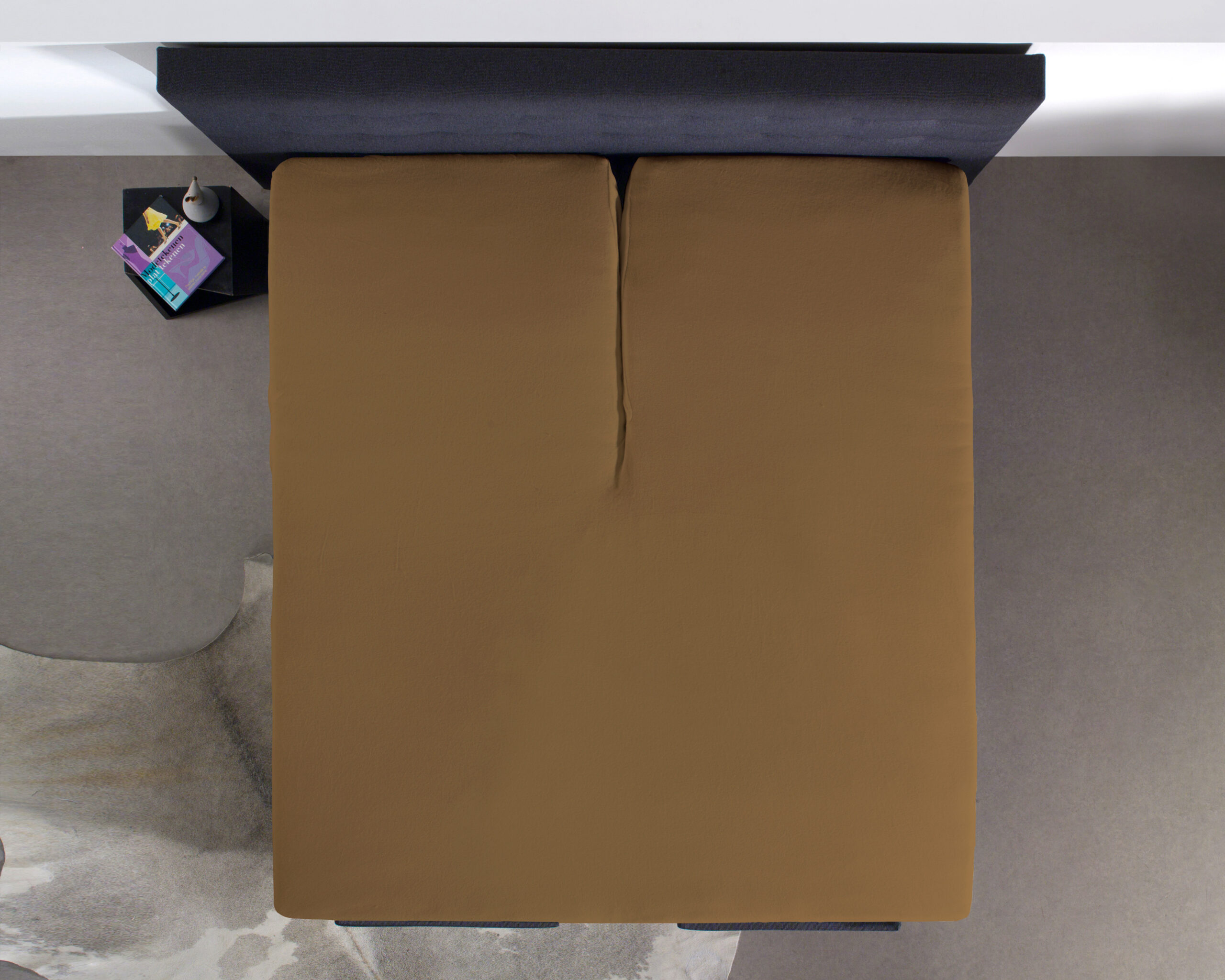 Splittopper Katoen Hoeslaken Taupe 180 x 200 - Afbeelding 2