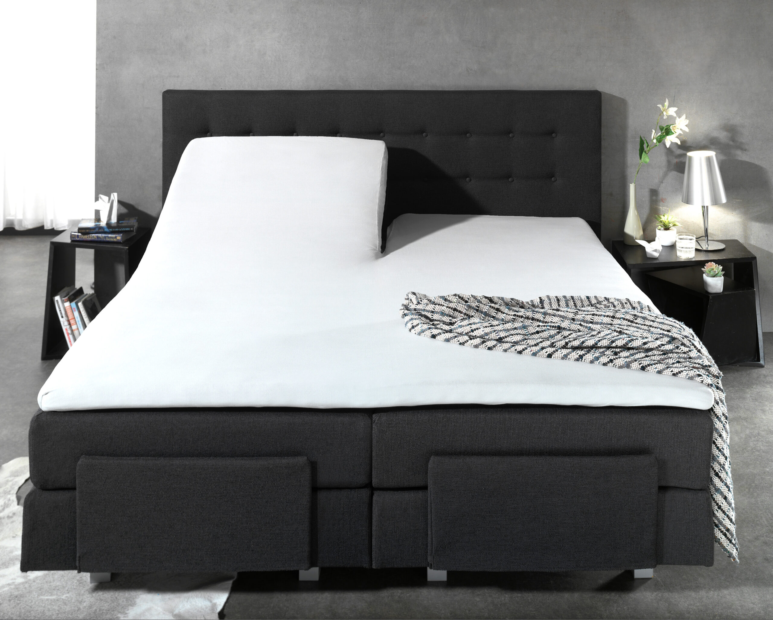 Splittopper Katoen Hoeslaken Wit 180 x 220 - Afbeelding 4