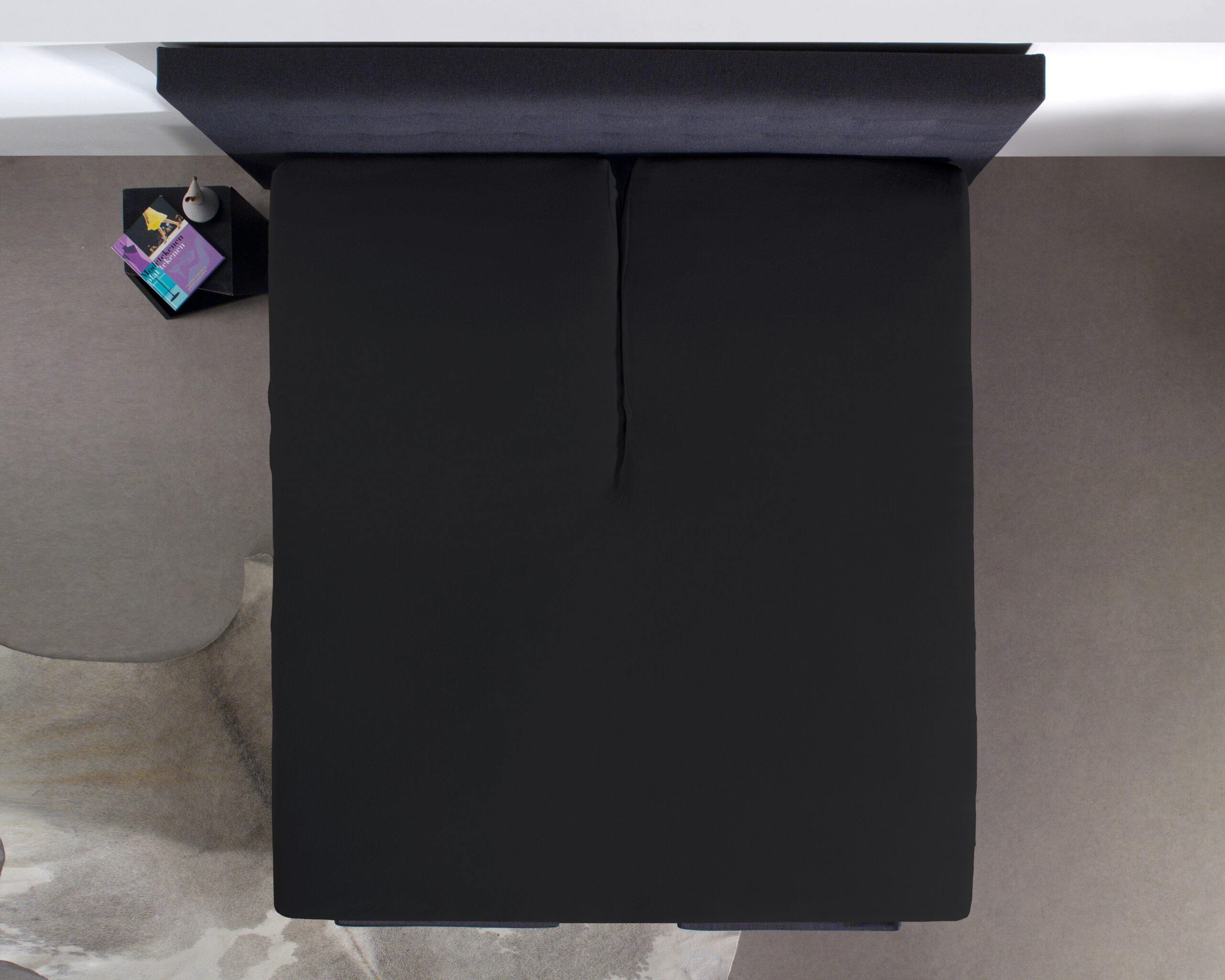 Splittopper Katoen Hoeslaken Zwart 160 x 220 - Afbeelding 3